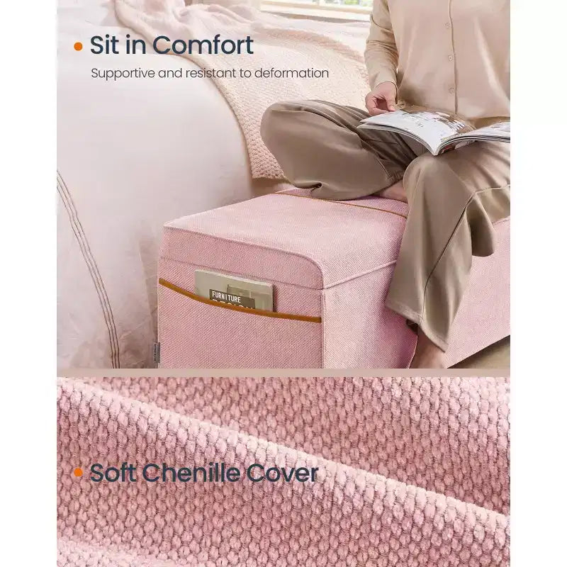 Panca contenitore imbottita da 43.3 con capacità di 27 Gal (103 L), da posizionare ai piedi del letto, con spazio contenitivo per la camera da letto