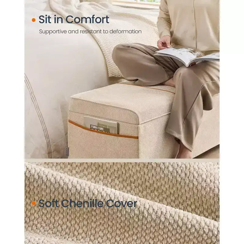 43.3 Storage Ottoman Bench 27 Gal (103 L) Capacity End-of-Bed Bench Ottoman with Storage for Bedroom