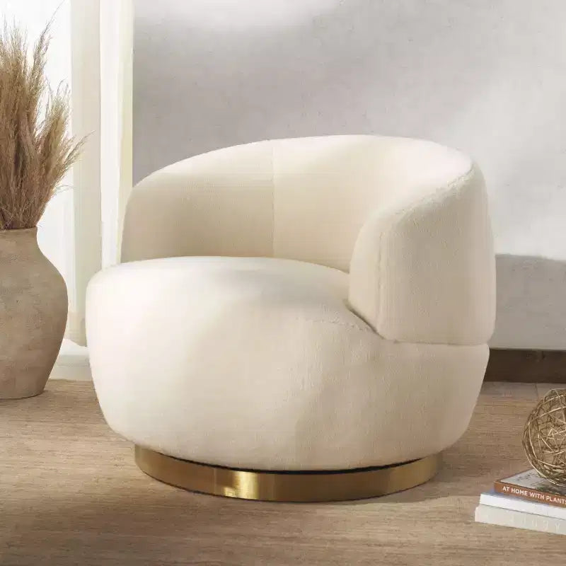 Faux Lamb Wool Swivel Chair
