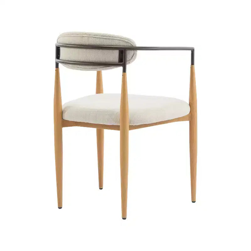 Set di 2 sedie da pranzo moderne imbottite, con struttura in ferro e schienale aperto curvo