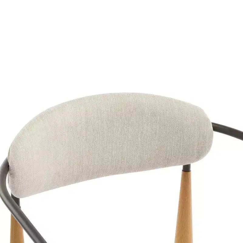 Set di 2 sedie da pranzo moderne imbottite, con struttura in ferro e schienale aperto curvo
