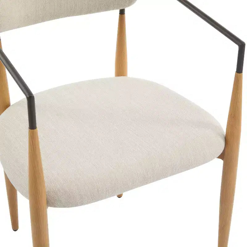 Set di 2 sedie da pranzo moderne imbottite, con struttura in ferro e schienale aperto curvo