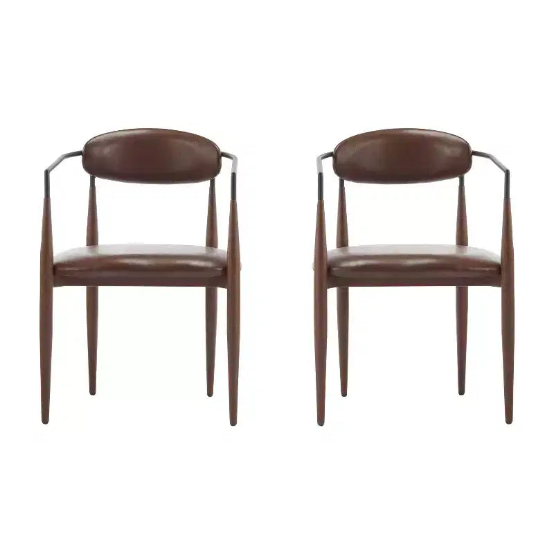 Set di 2 sedie da pranzo moderne imbottite, con struttura in ferro e schienale aperto curvo