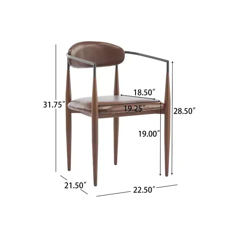 Set di 2 sedie da pranzo moderne imbottite, con struttura in ferro e schienale aperto curvo