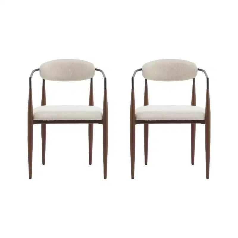 Set di 2 sedie da pranzo moderne imbottite, con struttura in ferro e schienale aperto curvo