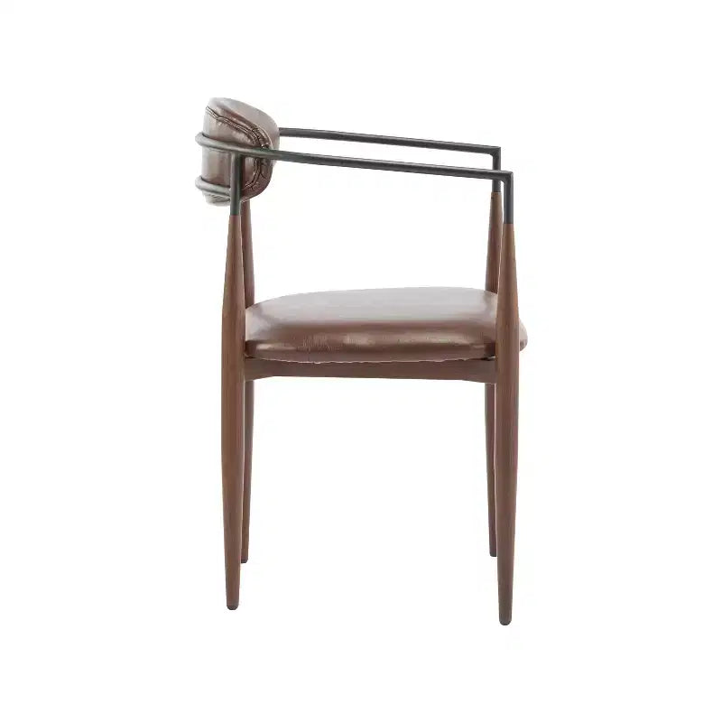 Set di 2 sedie da pranzo moderne imbottite, con struttura in ferro e schienale aperto curvo