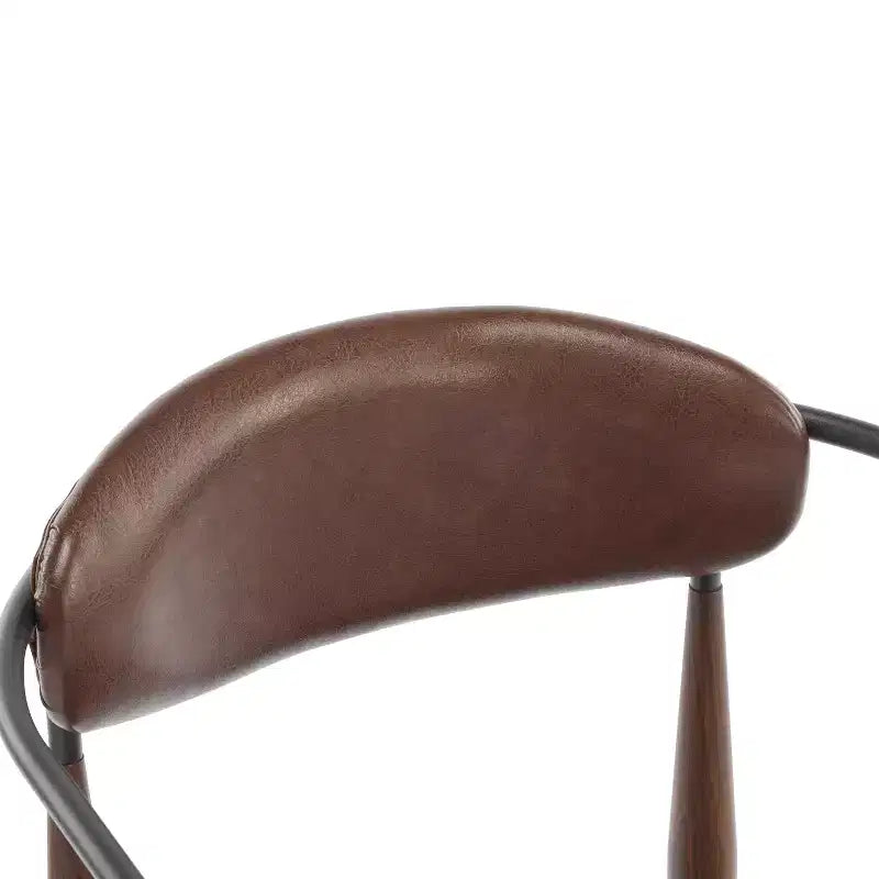 Set di 2 sedie da pranzo moderne imbottite, con struttura in ferro e schienale aperto curvo