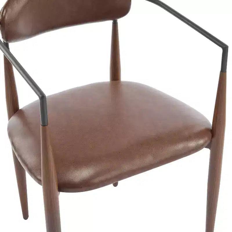Set di 2 sedie da pranzo moderne imbottite, con struttura in ferro e schienale aperto curvo