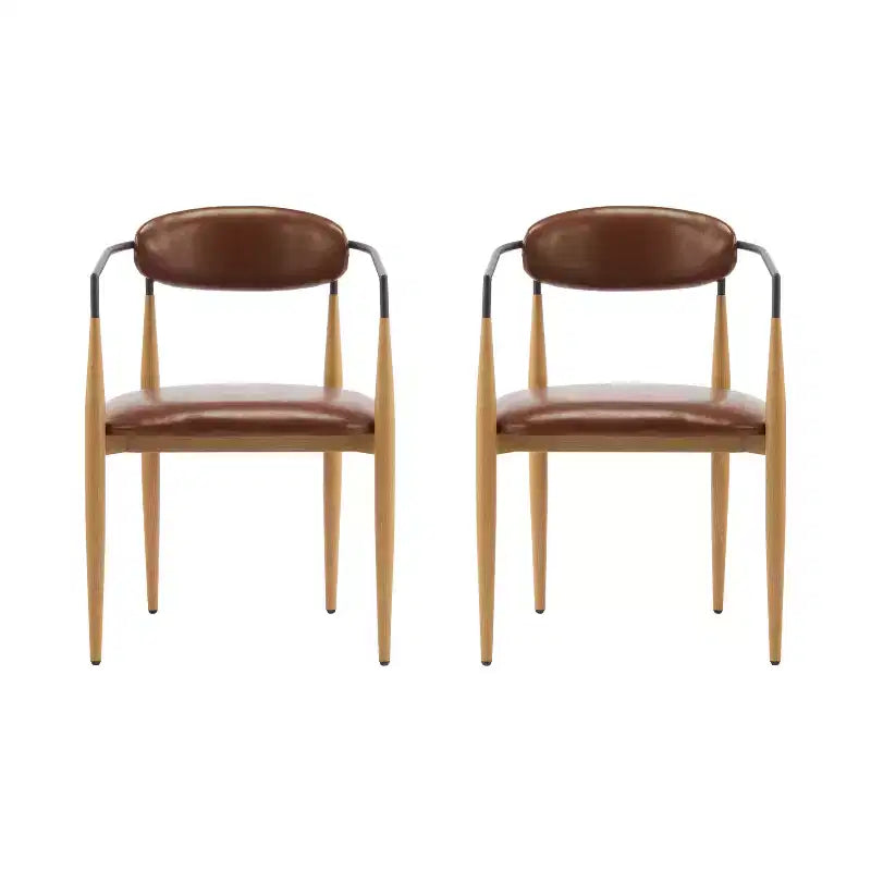 Set di 2 sedie da pranzo moderne imbottite, con struttura in ferro e schienale aperto curvo