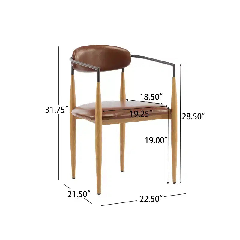 Set di 2 sedie da pranzo moderne imbottite, con struttura in ferro e schienale aperto curvo