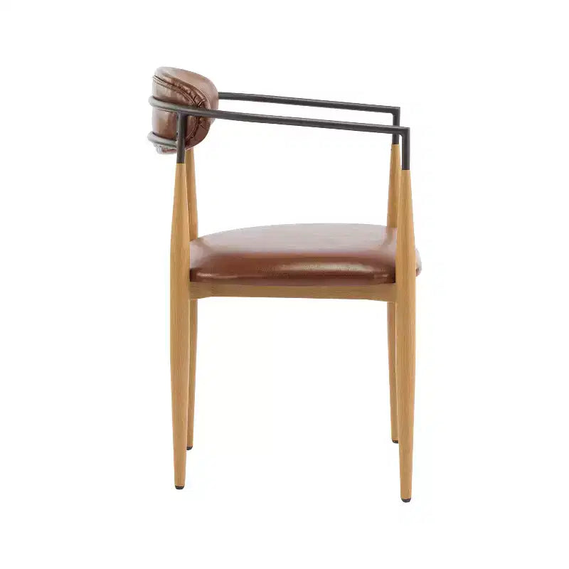 Set di 2 sedie da pranzo moderne imbottite, con struttura in ferro e schienale aperto curvo