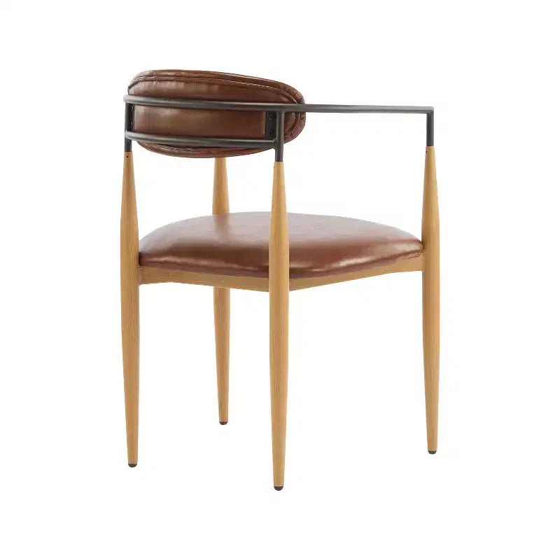 Set di 2 sedie da pranzo moderne imbottite, con struttura in ferro e schienale aperto curvo