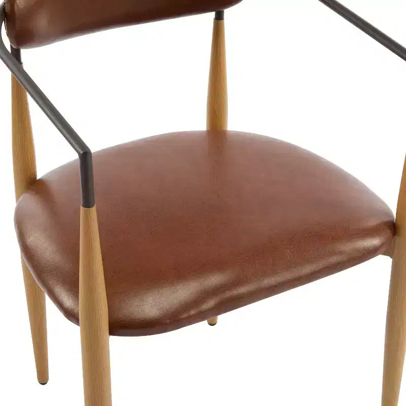 Set di 2 sedie da pranzo moderne imbottite, con struttura in ferro e schienale aperto curvo