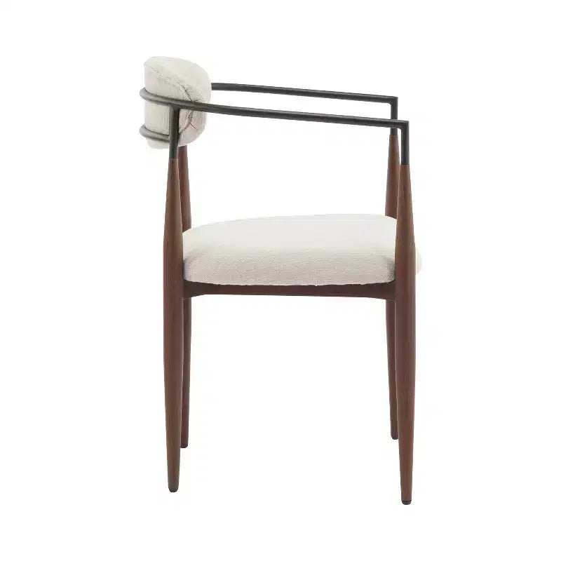 Set di 2 sedie da pranzo moderne imbottite, con struttura in ferro e schienale aperto curvo