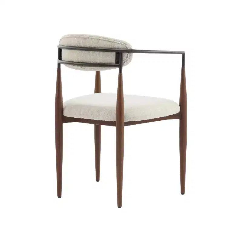 Modern Upholstered Iron Dining Chairs with Curved Open Back (Set of 2)