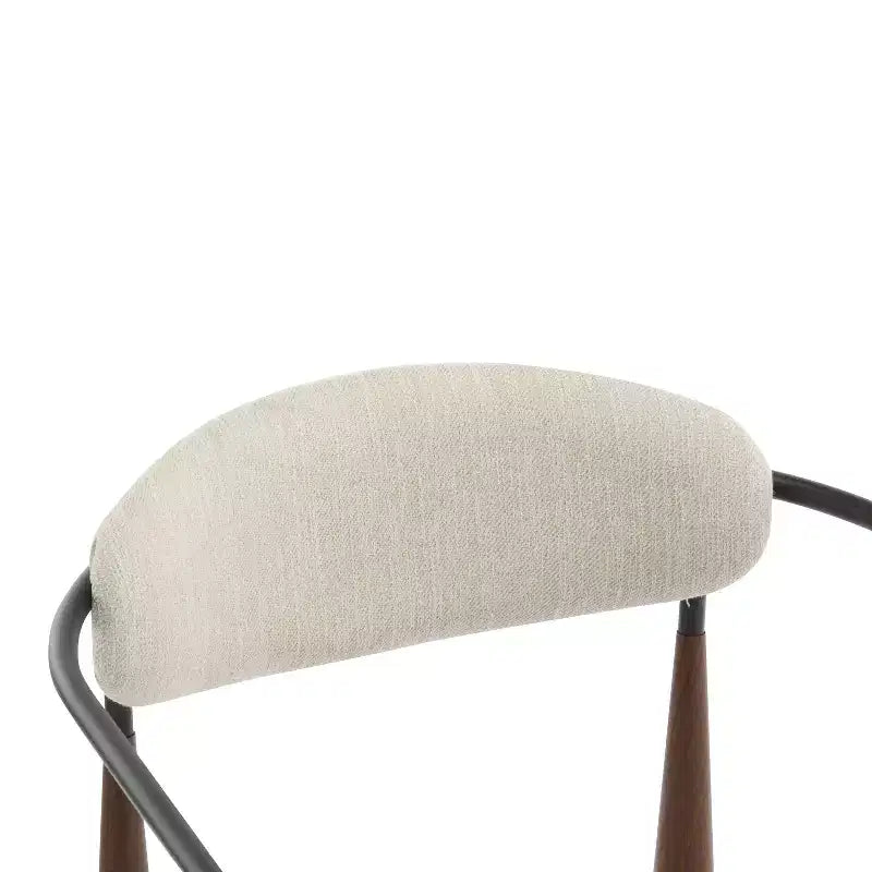 Modern Upholstered Iron Dining Chairs with Curved Open Back (Set of 2)
