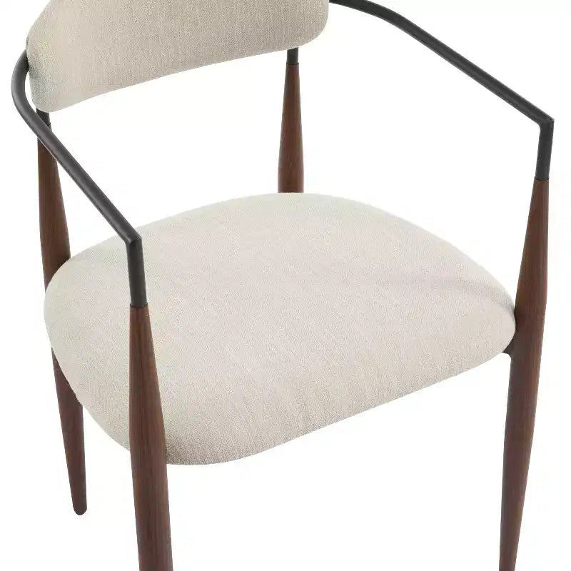 Set di 2 sedie da pranzo moderne imbottite, con struttura in ferro e schienale aperto curvo