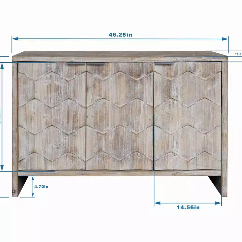 Credenza in stile rustico con 3 ante, in legno, mobile buffet e contenitore
