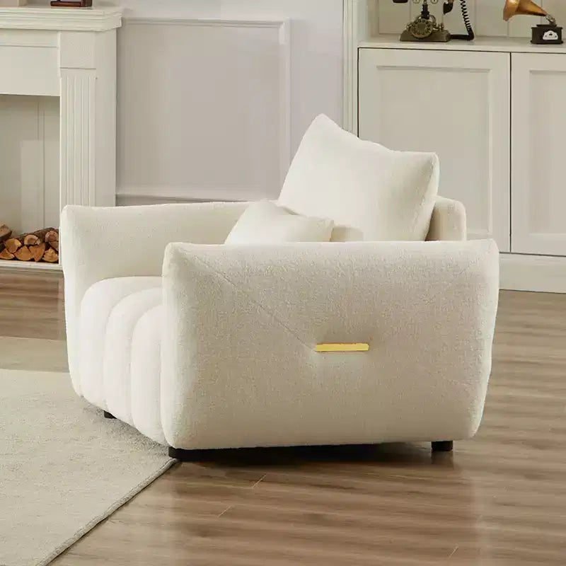 Divano moderno in tessuto teddy da 39.7, poltrona lounge imbottita con un cuscino, ideale per appartamento, ufficio, soggiorno e camera da letto