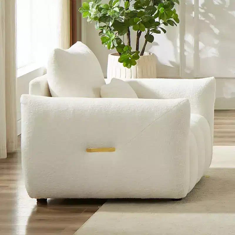 Divano moderno in tessuto teddy da 39.7, poltrona lounge imbottita con un cuscino, ideale per appartamento, ufficio, soggiorno e camera da letto