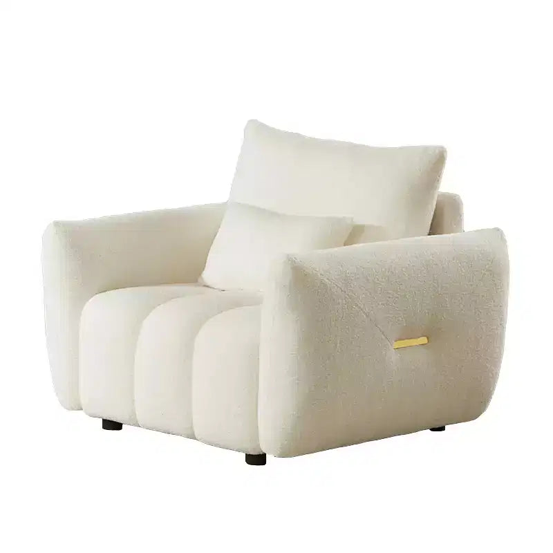 Divano moderno in tessuto teddy da 39.7, poltrona lounge imbottita con un cuscino, ideale per appartamento, ufficio, soggiorno e camera da letto
