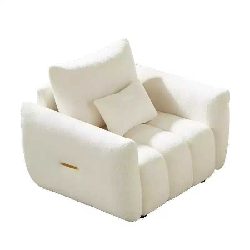 Divano moderno in tessuto teddy da 39.7, poltrona lounge imbottita con un cuscino, ideale per appartamento, ufficio, soggiorno e camera da letto