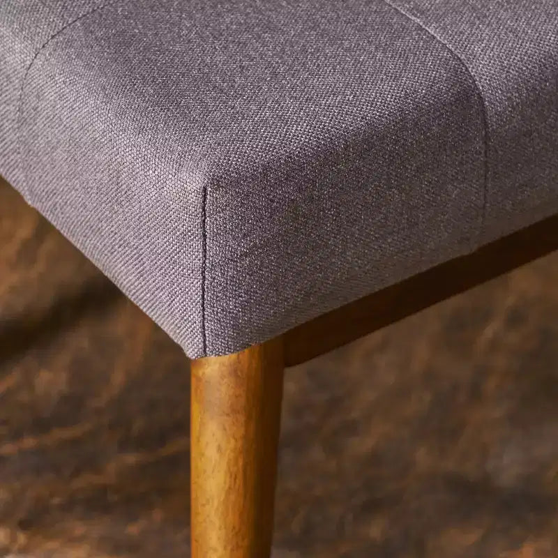 Mid-Century Modern 44-Inch Upholstered Tufted Rubberwood Ottoman
