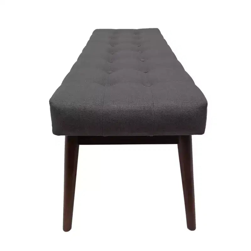 Mid-Century Modern 44-Inch Upholstered Tufted Rubberwood Ottoman