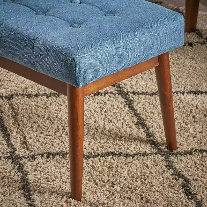 Nowoczesna pufa tapicerowana z pikowaniem, 44 cale, z drewna kauczukowego, w stylu mid-century