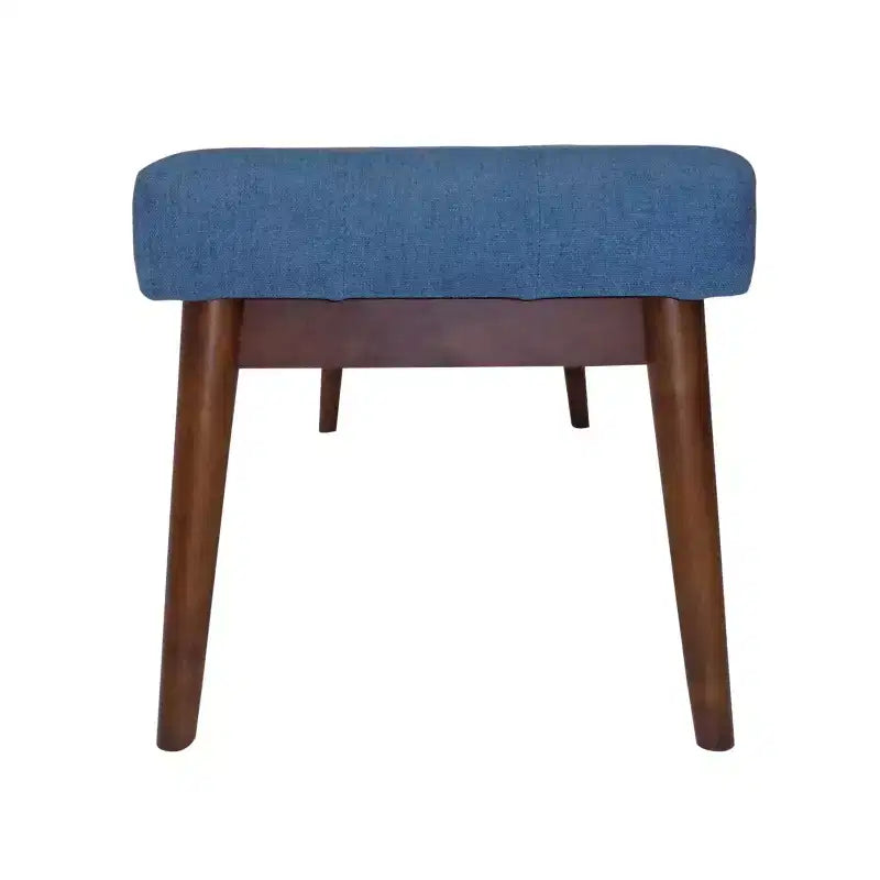 Mid-Century Modern 44-Inch Upholstered Tufted Rubberwood Ottoman