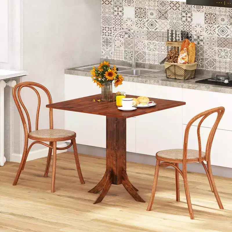 Square Dining Table with Pedestal Base 33 Wooden Kitchen Table for 2-4 People