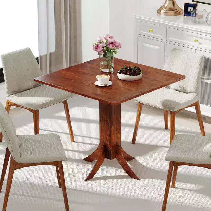 Square Dining Table with Pedestal Base 33 Wooden Kitchen Table for 2-4 People