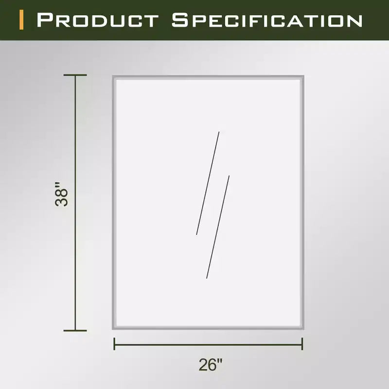 Nowoczesne prostokątne lustro z aluminium w kolorze srebrnym, 96 cm, z wąską ramą, prostymi kątami i głębokością 1.5cm