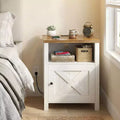 Rustic-Style Storage Nightstand with Built-in USB Port and Power Outlet; Features open shelving and closed cabinets, Bedside table with storage