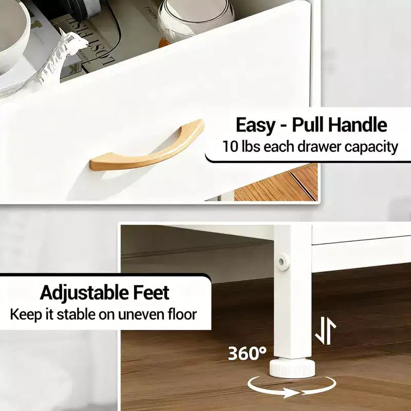 Comodino alto moderno con luci LED - 4 cassetti in tessuto, ripiano superiore, struttura in acciaio, mobiletto stretto per camera da letto, dormitorio, corridoio, tavolino laterale per divano