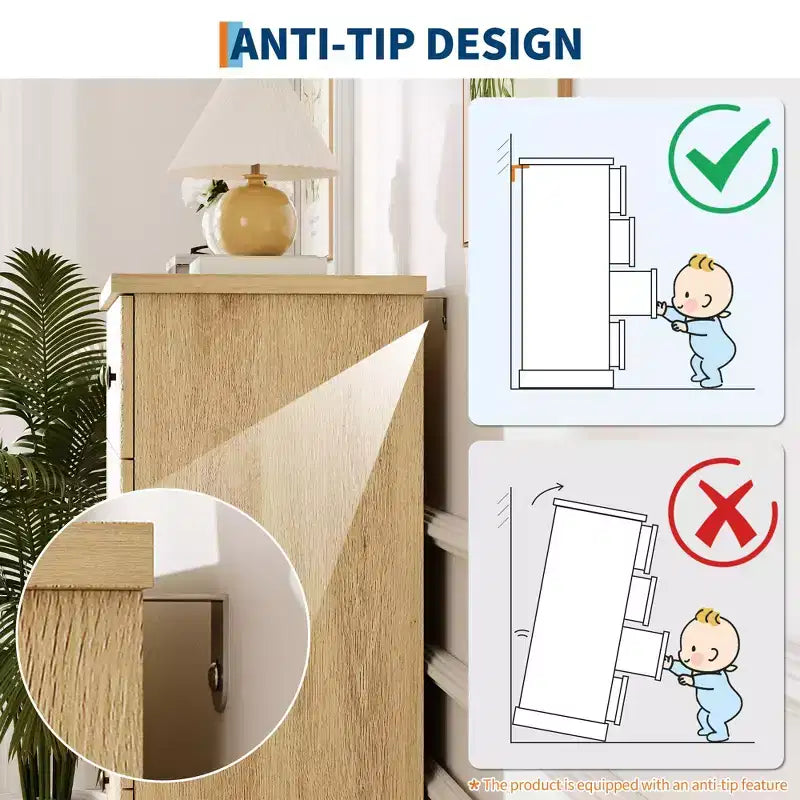 Cassettiera 6 per camera da letto, cassettiera larga 47 pollici con contenitore, autoportante