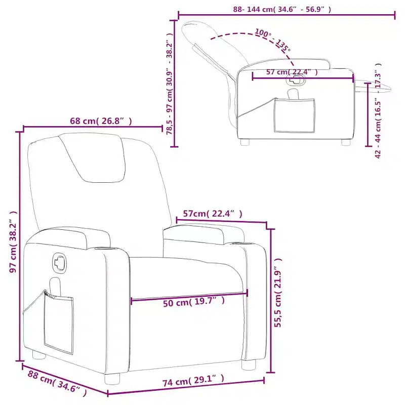 Recliner Chair 100% Polyester, Metal, Plywood Single