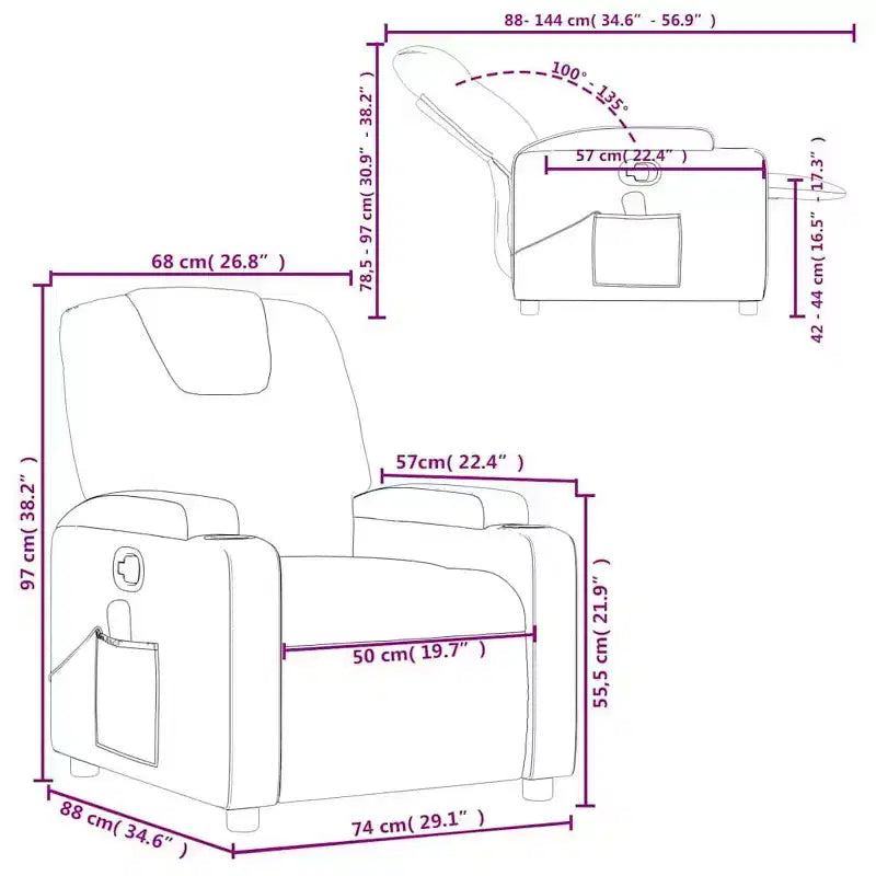Recliner Chair 100% Polyester, Metal, Plywood Single