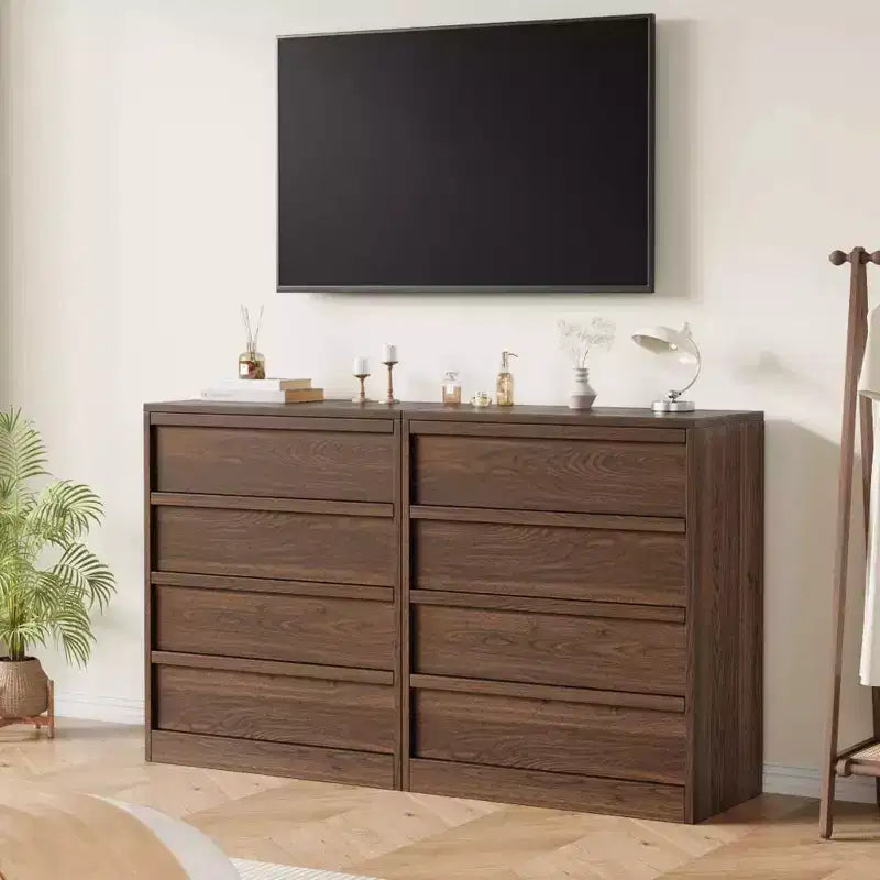 4 Drawer Dresser for Bedroom, Wooden Storage Cabinet Organizer with Large Drawers, Nightstand Table for Living Room Entryway, Walnut