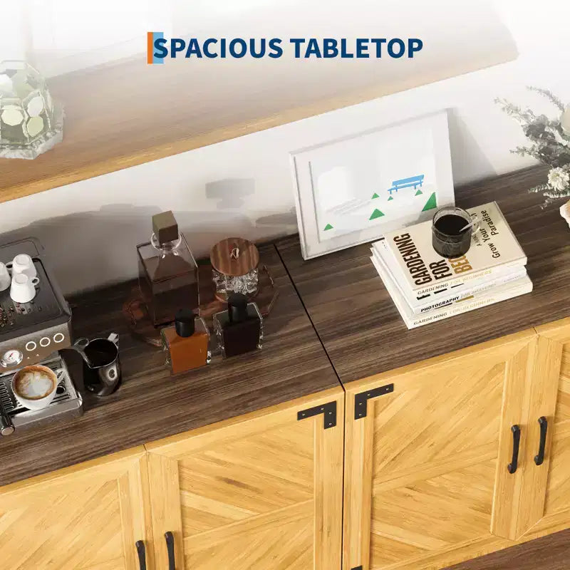 31.5 Sideboard Buffet Cabinet with Storage, Kitchen Buffet Storage Cabinet Coffee Bar with Doors&Adjustable Shelf, for Living&Dining Room