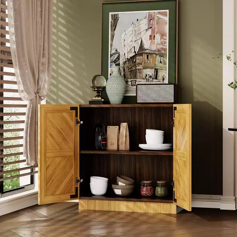 31.5 Sideboard Buffet Cabinet with Storage, Kitchen Buffet Storage Cabinet Coffee Bar with Doors&Adjustable Shelf, for Living&Dining Room