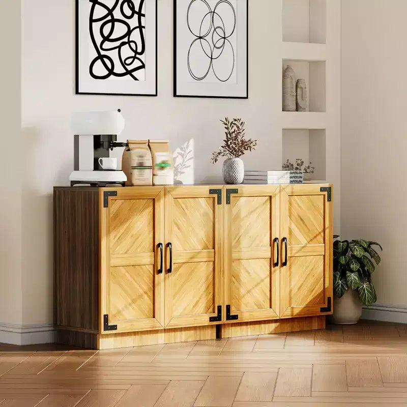 31.5 Sideboard Buffet Cabinet with Storage, Kitchen Buffet Storage Cabinet Coffee Bar with Doors&Adjustable Shelf, for Living&Dining Room