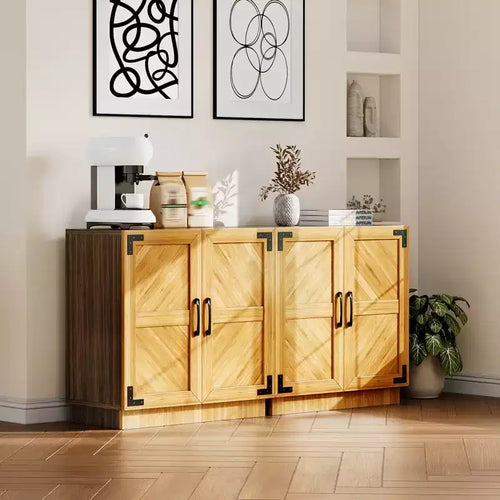 31.5 Sideboard Buffet Cabinet with Storage, Kitchen Buffet Storage Cabinet Coffee Bar with Doors&Adjustable Shelf, for Living&Dining Room