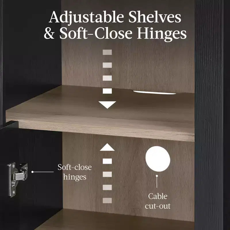 72 Tall Narrow Storage Cabinet w/ Adjustable Shelves, 4-Tier Modern Arched Bookcase