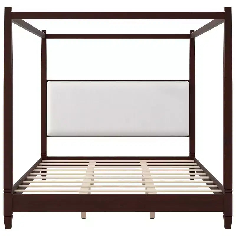 Canopy Platform Bed with Upholstered Headboard