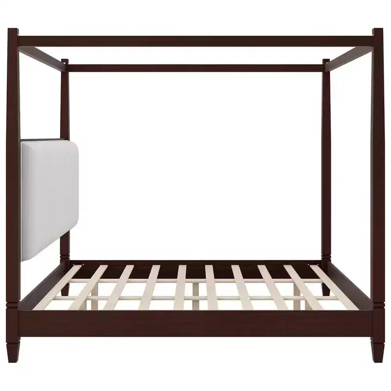 Canopy Platform Bed with Upholstered Headboard