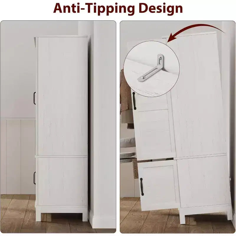 72 in Tall Wooden Armoire Wardrobe Closet with 4 Doors, Hanging Rod and Adjustable Shelves, Freestanding Clothing Storage Cabinet for Bedroom