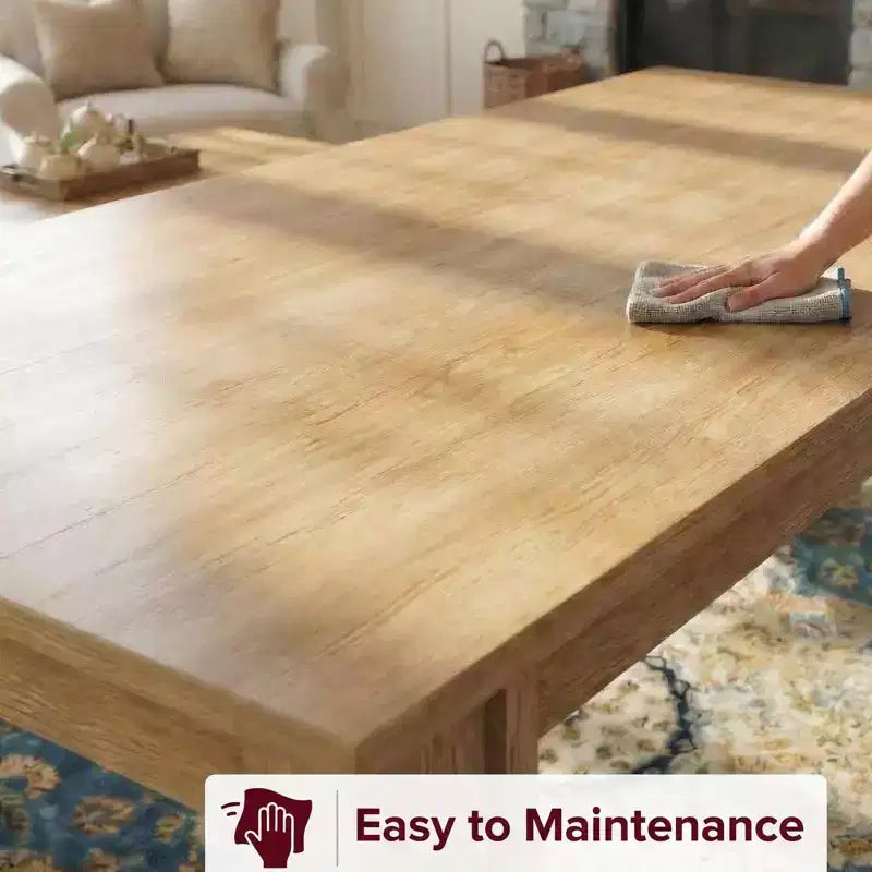71 Dining Table for 6-8, Farmhouse Rectangular Kitchen Table with Wide H-Legs, Thick Top, Natural Wood Finish