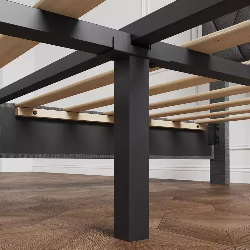 Struttura letto imbottita con testiera regolabile e doghe in legno, senza necessità di rete a molle, silenziosa, facile da montare, moderna, per letto singolo o king size, beige