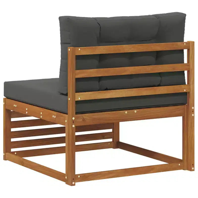 Zewnętrzna sofa środkowa z litego drewna akacjowego, naturalna